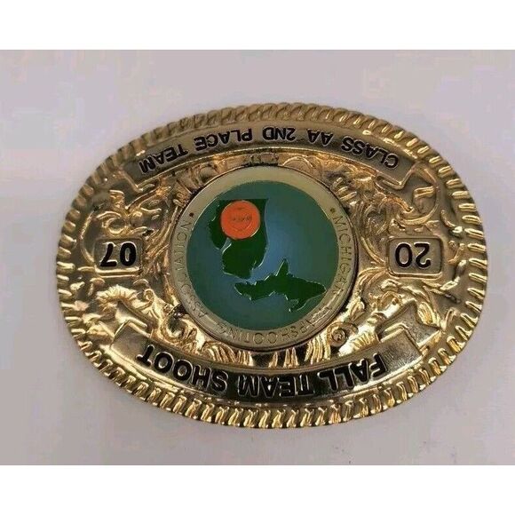 Shooting Gold Fall Team Shoot 2007 Class AA 2nd Place Team Belt Buckle - Picture 3 of 8